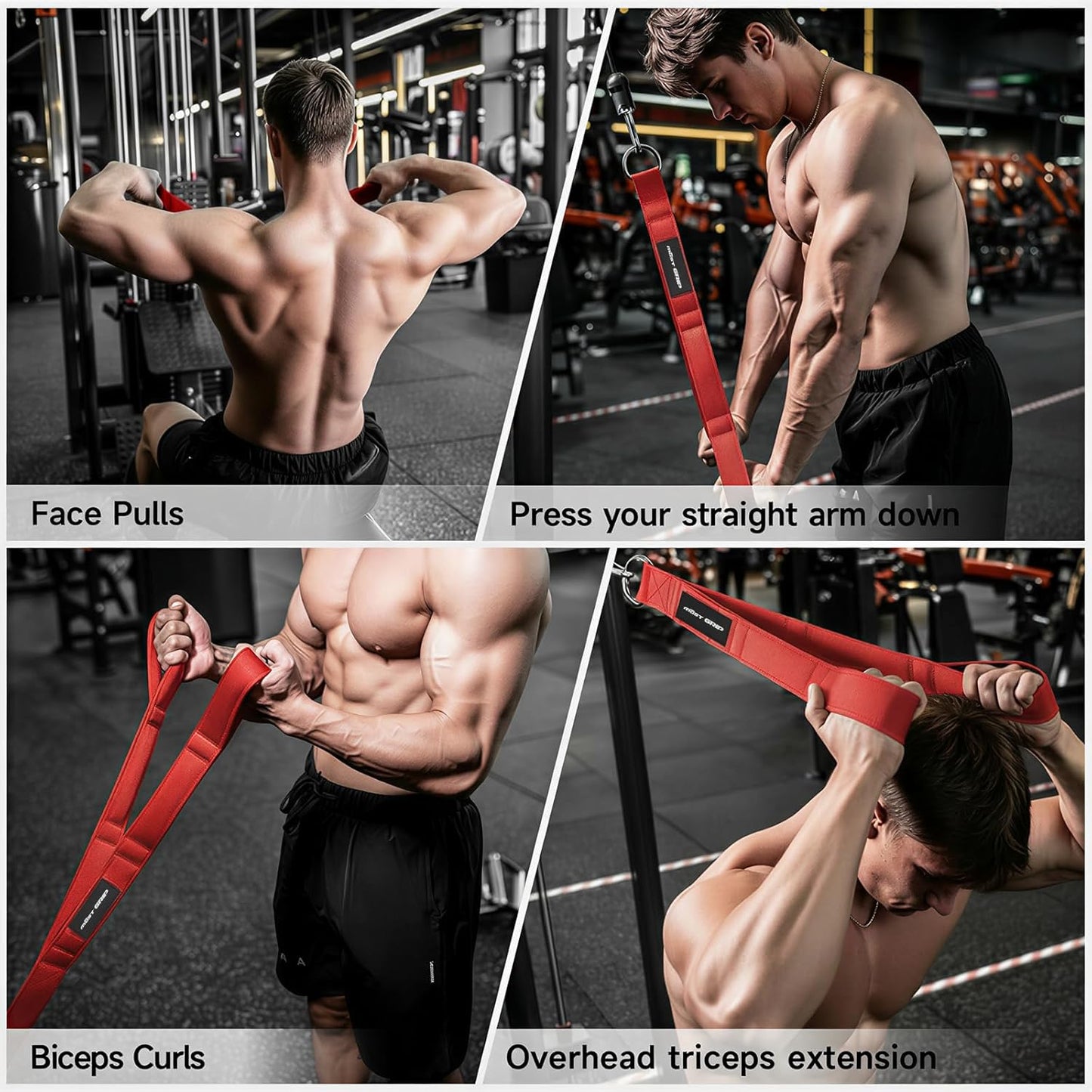 Skiennix Multi-Functional Cable Machine Attachment Set - Ergonomic LAT Pulldown for Total Back Training | Includes Tricep Rope & 2 LAT Bars