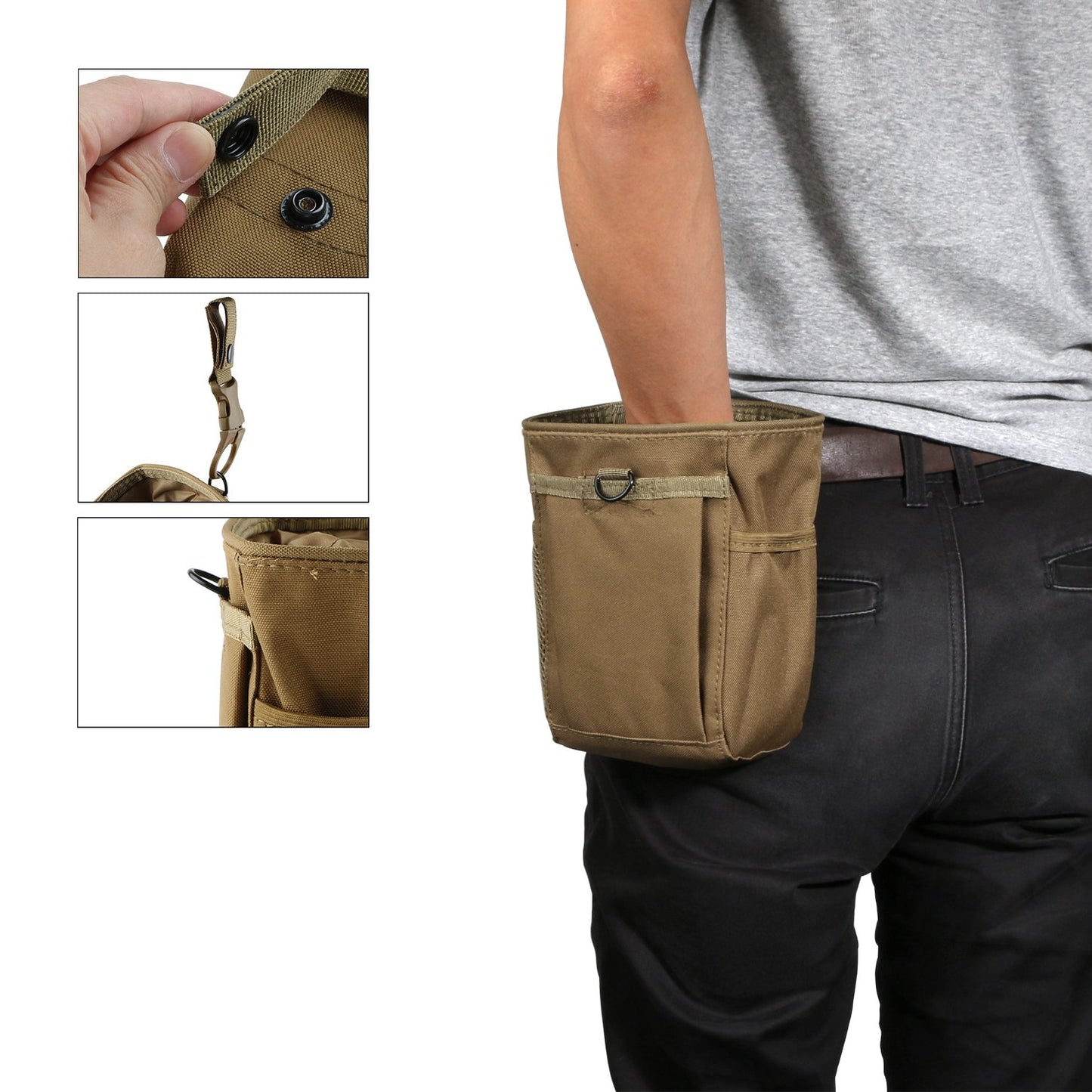 Chalk Bag for Rock Climbing, Rock Climbing Gifts Gear Accessories - Chalk Bag Bucket with Bottle Clip Drawstring Closure Gym Wall, Rock Climbing Chalk Bag Khaki