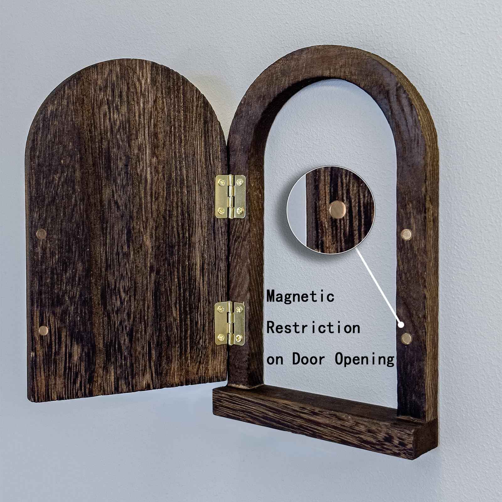 MaxForJoys Self-Adhesive Outlet Cover – A Creative Wooden Cover that Conceals Wall Plates、 Switches、Stains、Wall holes and Protects Child – Elf Door for Wall – 7.87 Inch Tall Fairy Door (Paulownia)