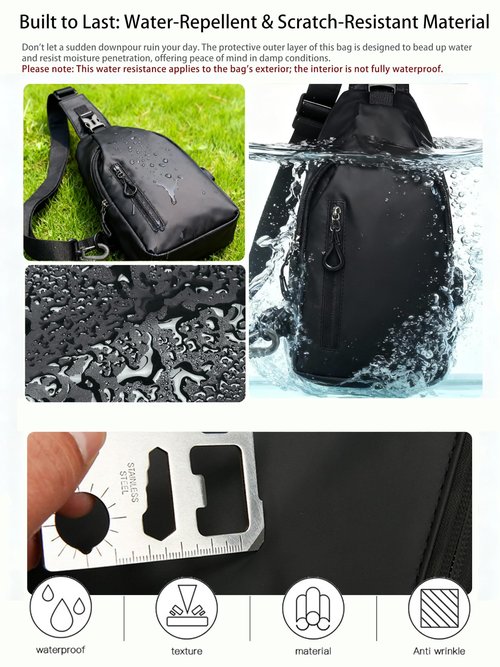 JYNBELSOR Sling Bag Daypack for Men Women, Crossbody Chest Bags Waterproof Pack, Backpack for Travel, Hiking, Daily Commute, Black