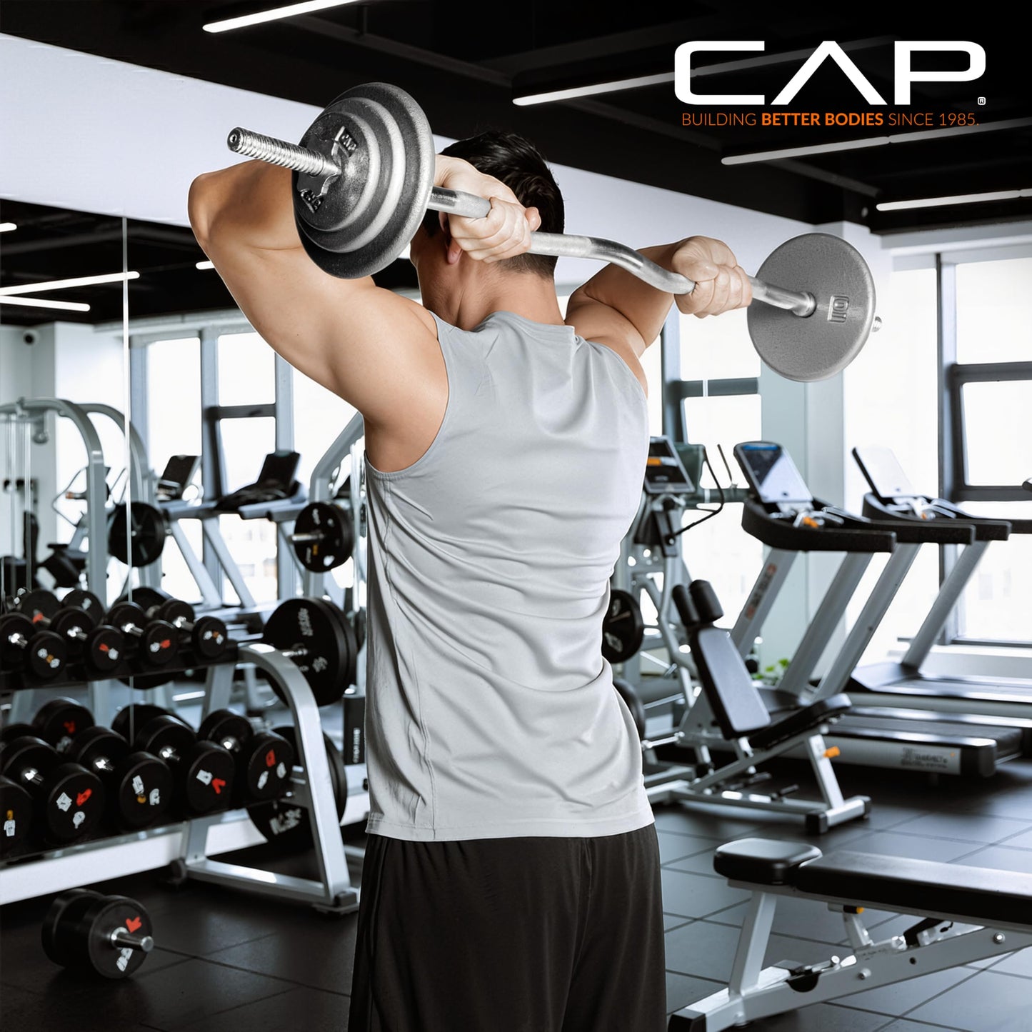 CAP Barbell Standard 1-Inch Threaded EZ Curl Bar with Spinlock Collars – Solid Steel Curl Bar for Bicep & Tricep Workouts, Strength Training, and Home Gym Weightlifting - Chrome