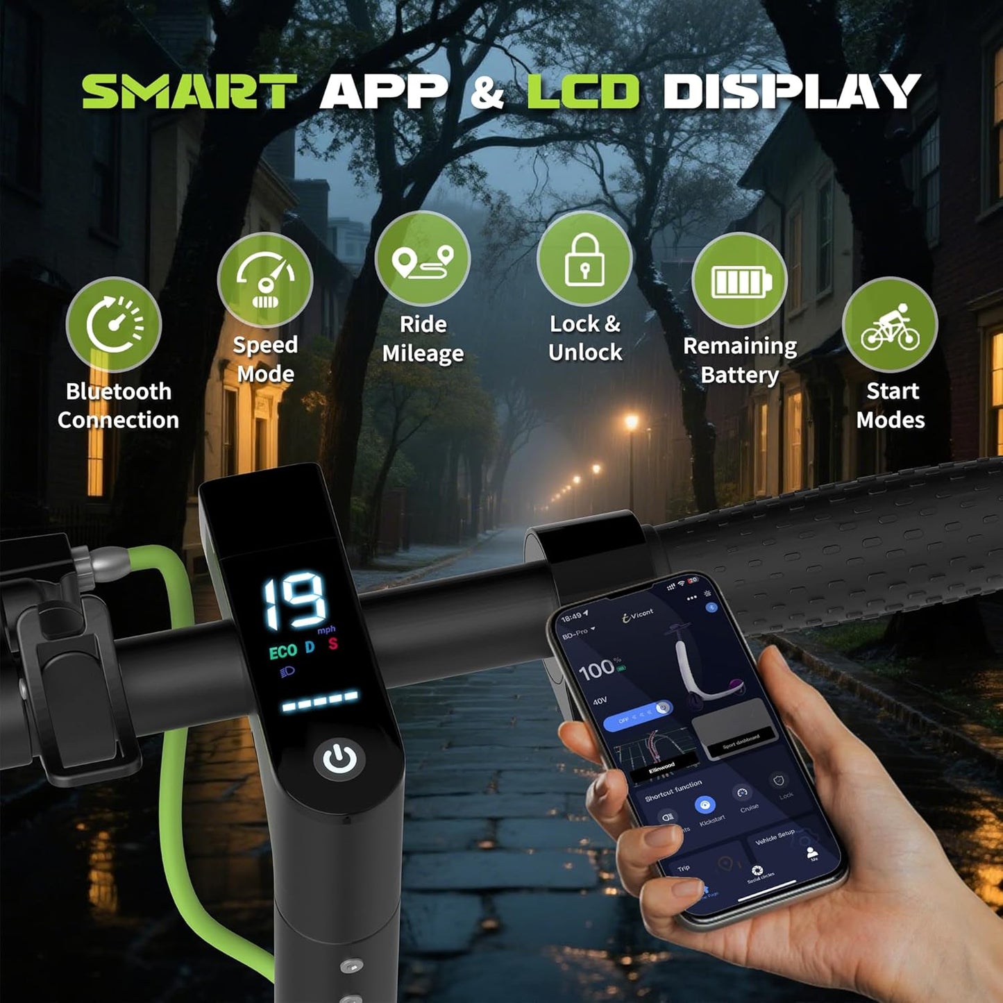 WERHY Electric Scooter - 350W/500W Motor, 19/22 MPH Speed, 15-28 Miles Range | Lightweight & Foldable