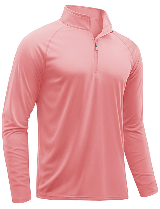 TACVASEN Mens UV Sun Protection Shirts Running Gym Athletic Long Sleeve Shirts for Swim Rash Guard Workout Dry Fit T-Shirts Grey Pink XL