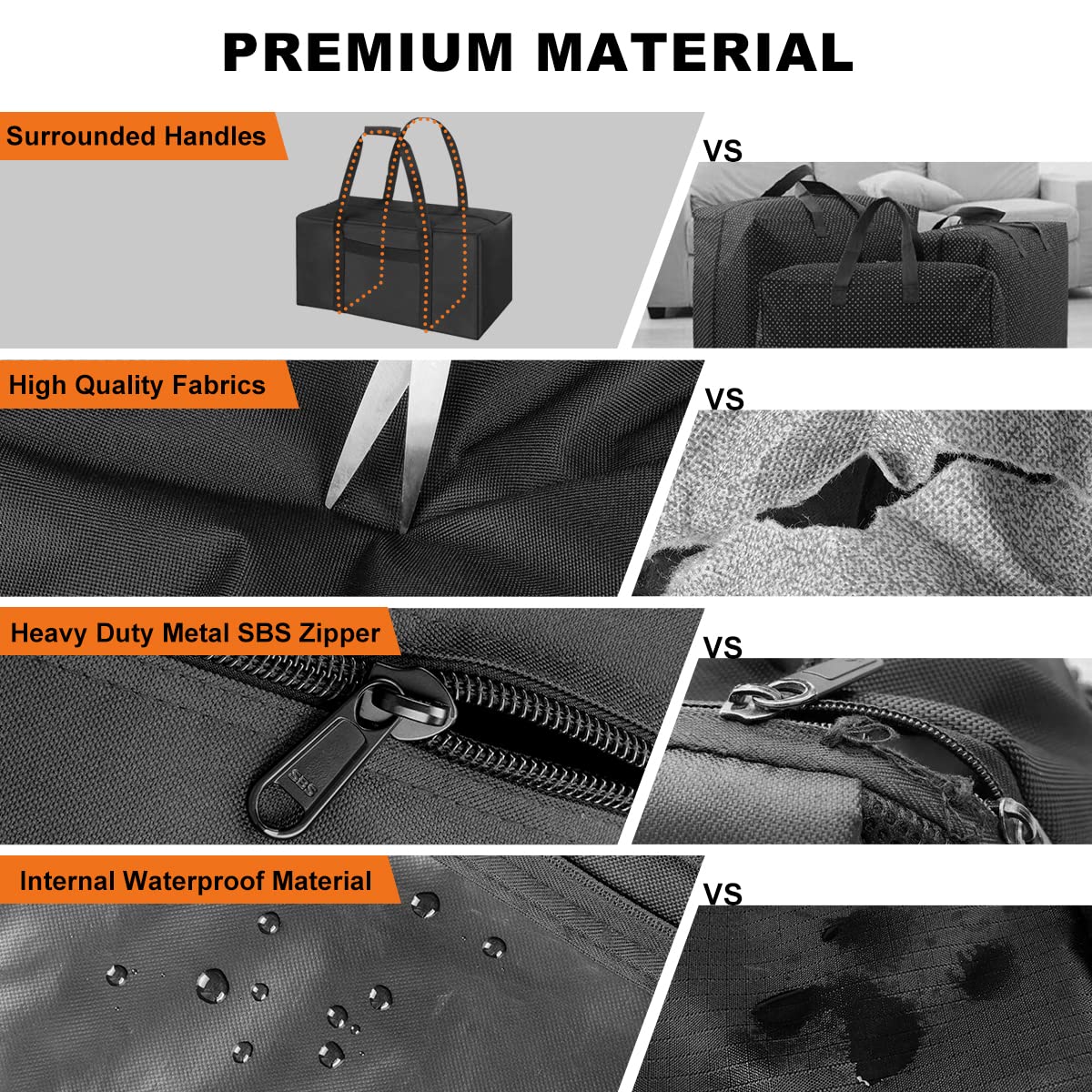 Sports Duffle Bag - Extra Large Travel Duffel Luggage Bag with Upgrade Zipper, Sturdy & Water Resistant, Black (Blue 45inch 2Pack)