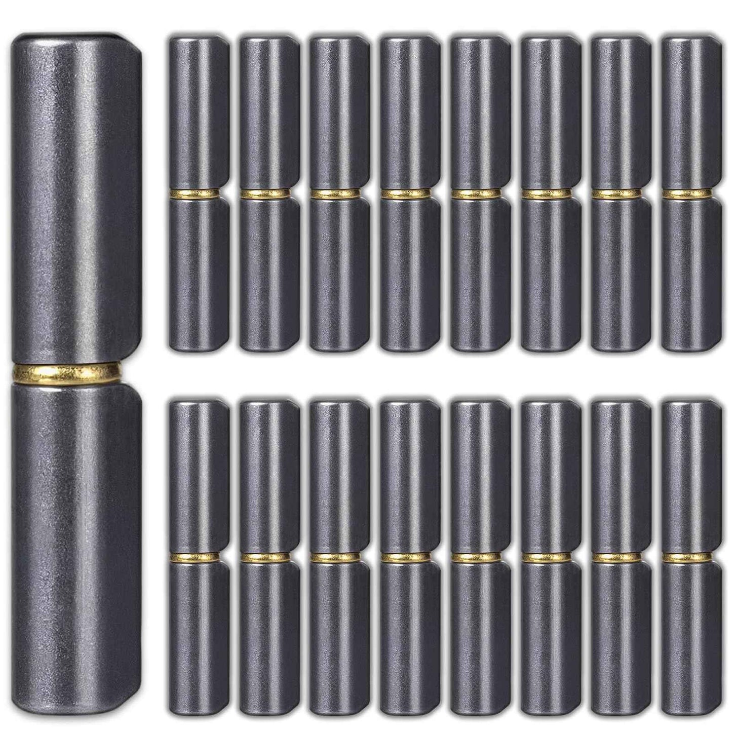 20 Pack 3 Inch Weld On Barrel Hinges, Heavy Duty Carbon Steel Detachable Hinge for Metal Swing Doors, Gates, Trailer Ramps, and Driveway Gates, 360° Rotating Bullet Hinges with Low Friction Pin
