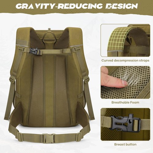 Maelstrom Tactical Backpack - Water Resistant 40L Military Gear for Hiking, Camping & Gym | Khaki