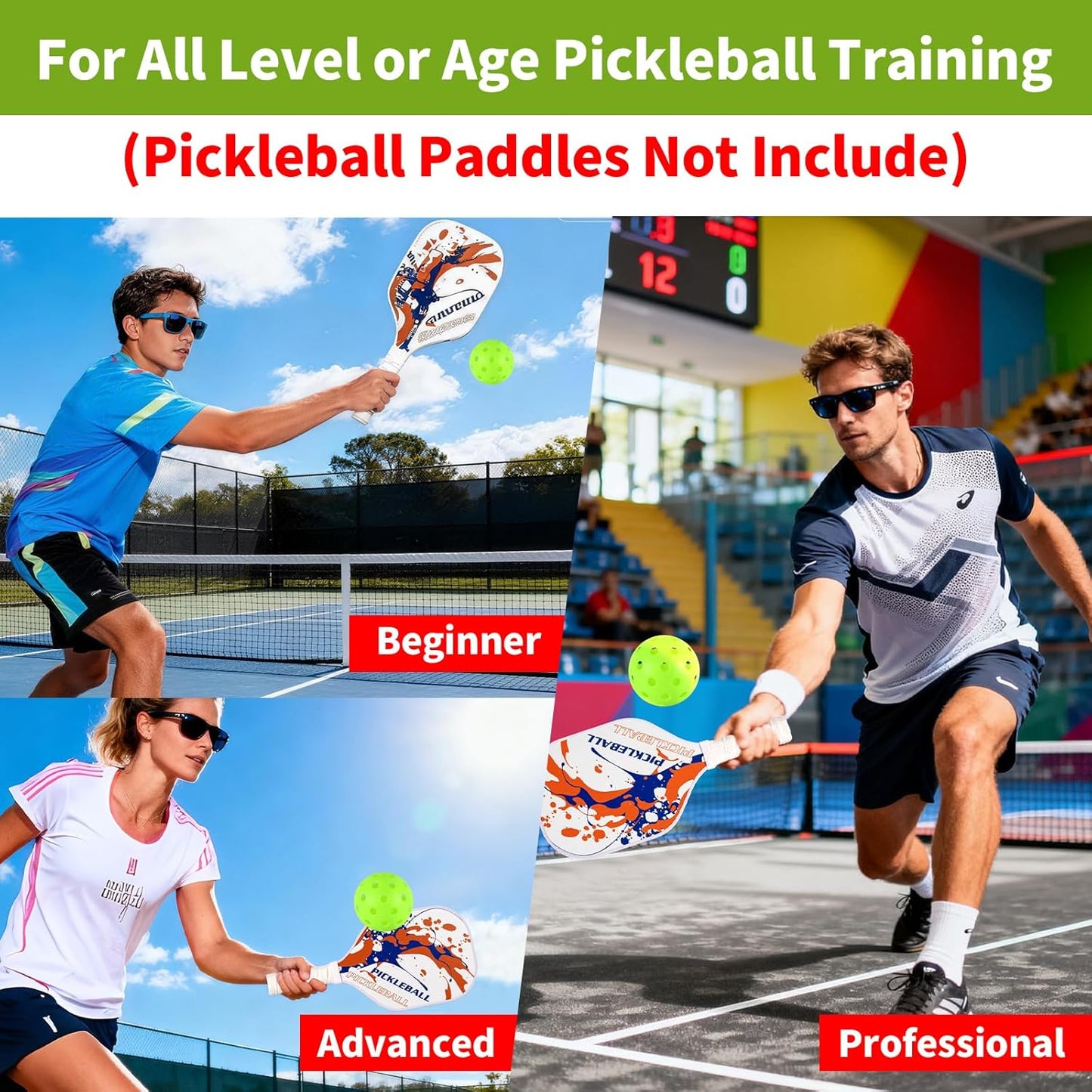 Skiennix Pickleball Balls - 40 Hole Precision Drilled Set for Indoor & Outdoor Play | 12 Pack