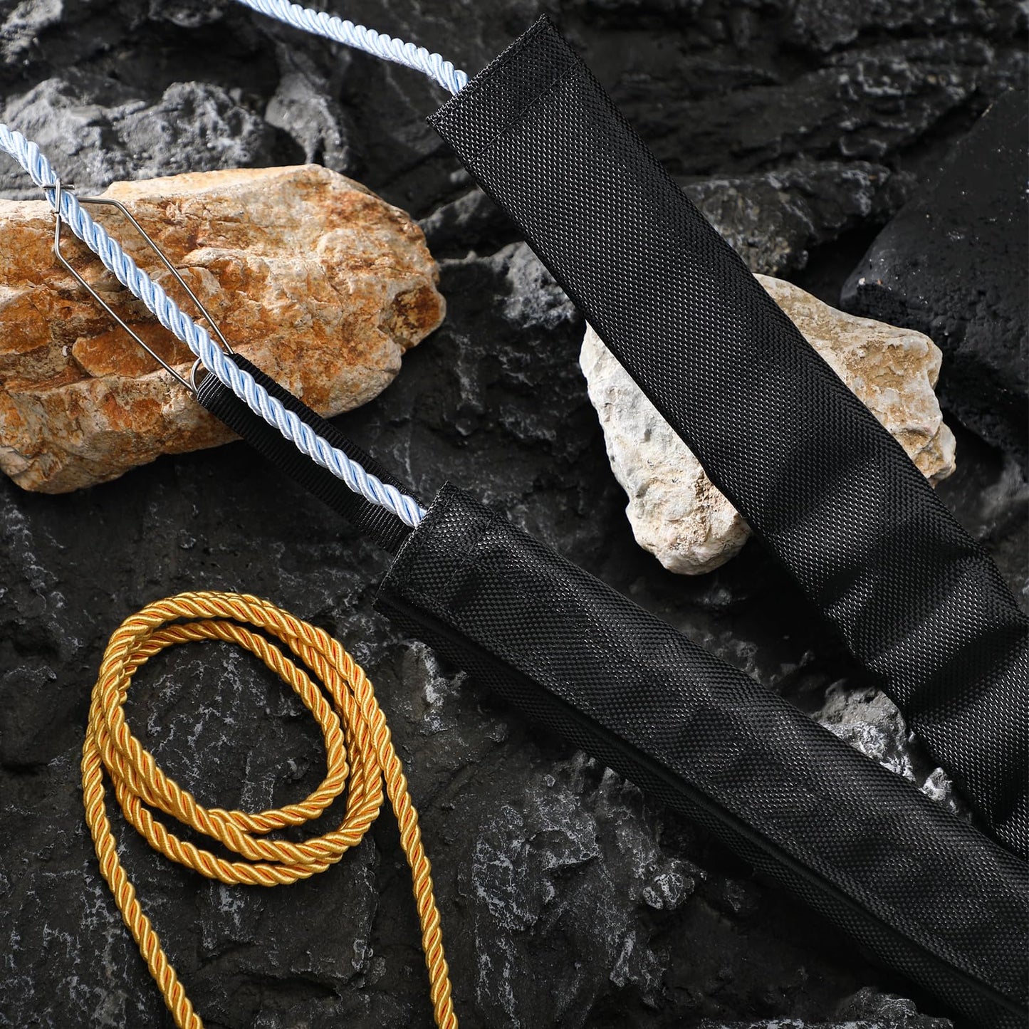 WinnerWhy 1 Pc Black Rope Protector Rock Climbing Arborist Rope Protector Sleeve Rappelling Abseiling Equipment for Outdoor Climbing Mountaineering Rock