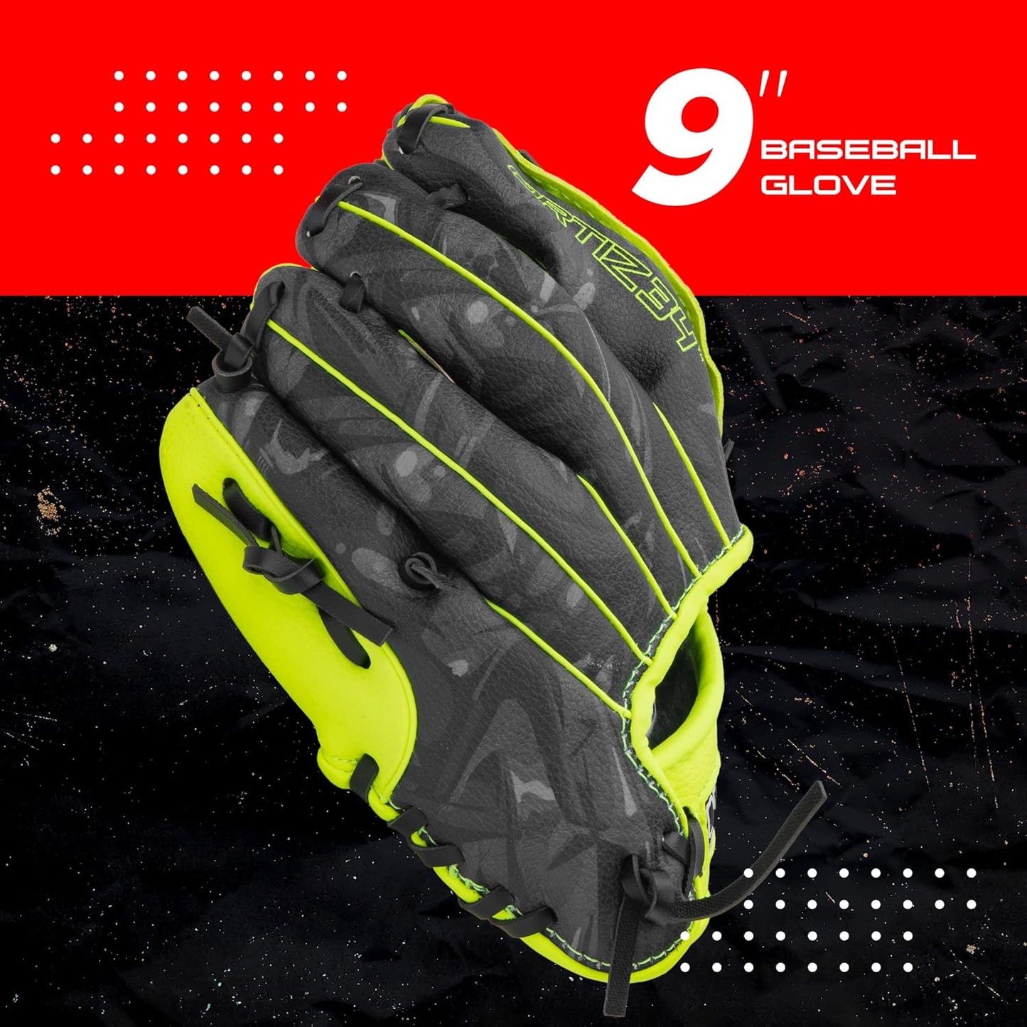 Ortiz34 Youth T-Ball Set - 25” Aluminum Bat with -10 Drop & Foam Core Ball | 9” Lightweight Glove in Vibrant Graffiti Print