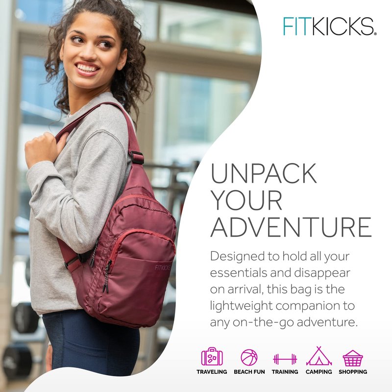 FITKICKS Hideaway Packable Sling Bag, Cross-body Bag for Men and Women, Black