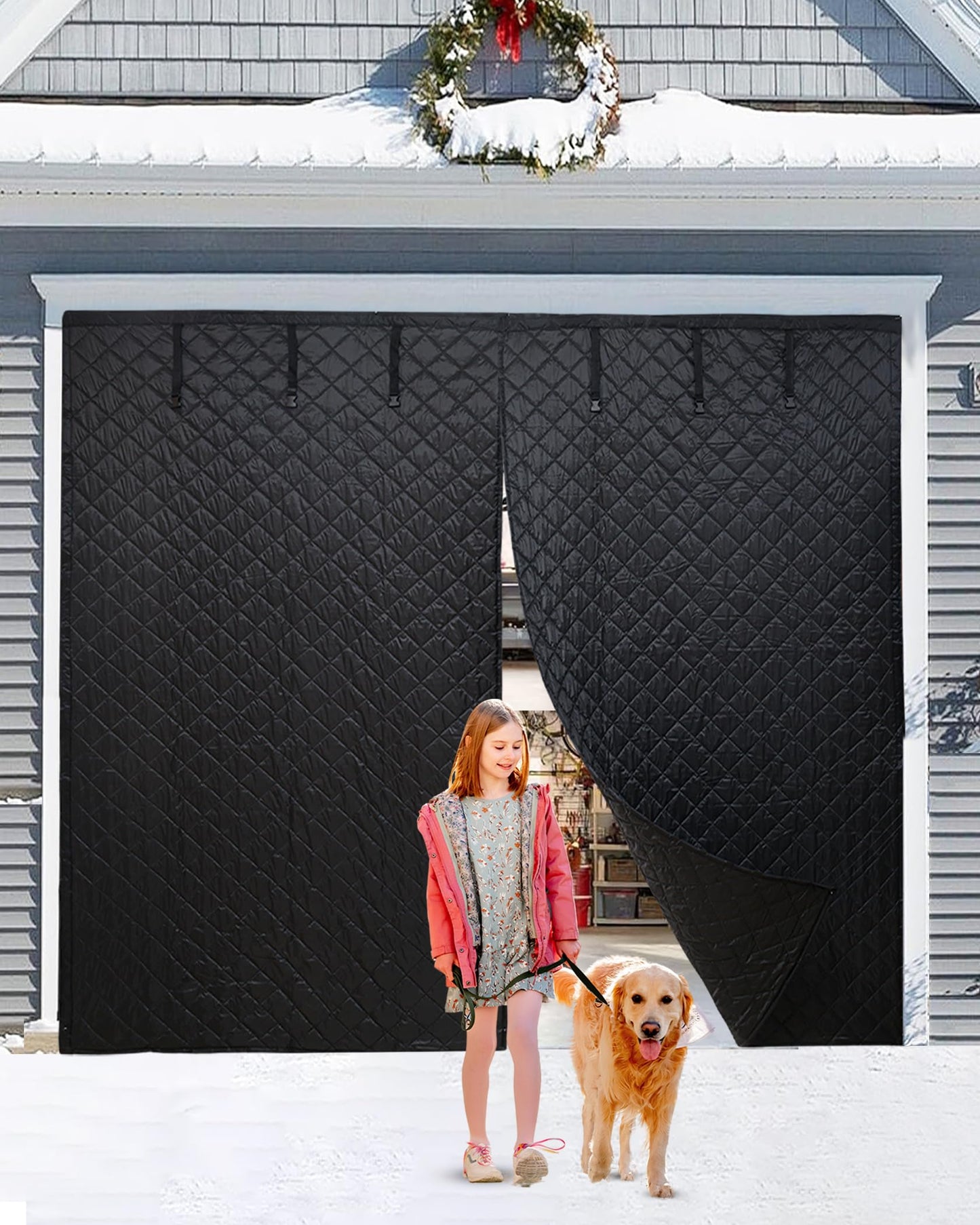 Erfolkerz Magnetic Closure Thick Garage Door Insulation Kit,16'* 7' Insulated Door Curtain for Winter,Garage Door Panel Cover for Heat Insulation,Weatherproof, Windproof, Soundproof