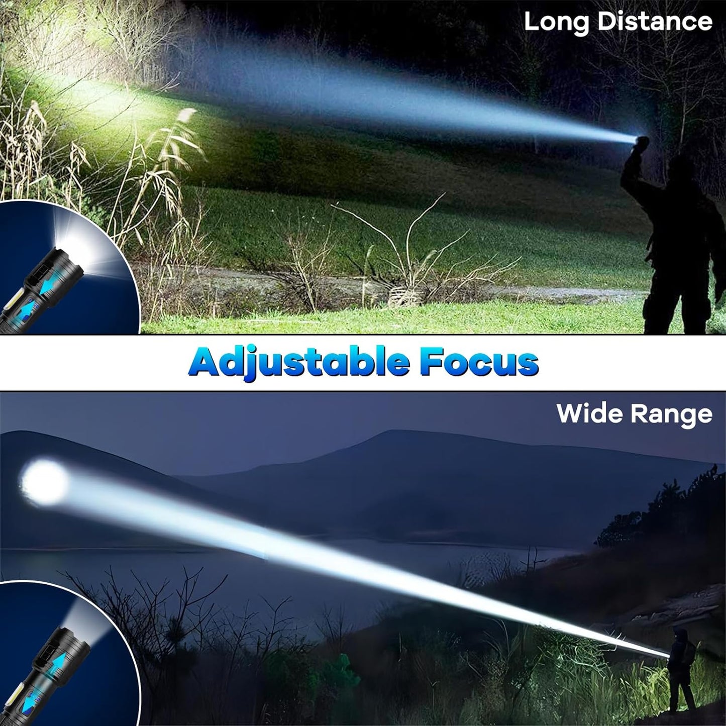 High Lumens Rechargeable Flashlights 90,000 - 2 Pack, Super Bright 7 Modes, IPX7 Waterproof for Camping & Home