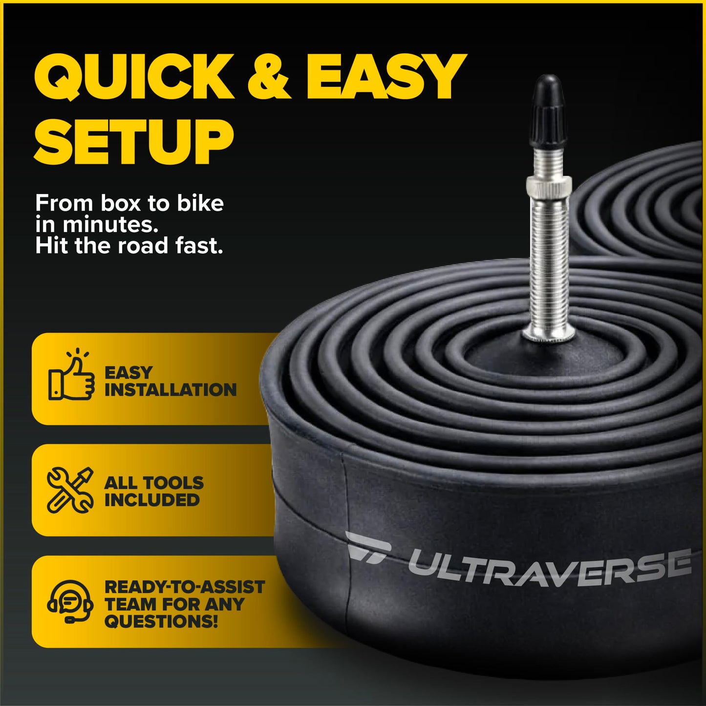 Ultraverse Bike Inner Tube for 700x28-32c, 28 inch Bicycle Wheel Sizes with 48mm Presta Valve - Butyl Rubber Tubes for Road and Gravel Bikes - 2 Pack with 2 tire levers Included