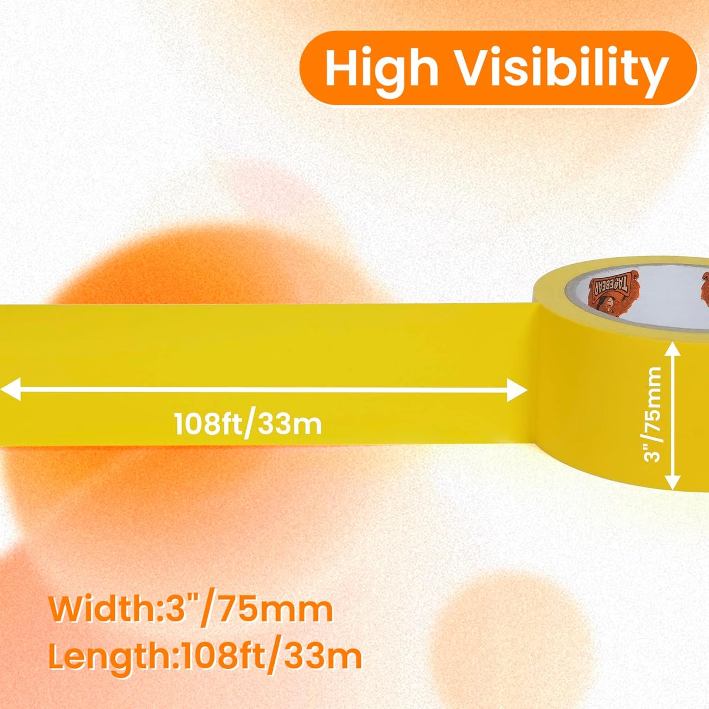 TAPEBEAR Yellow Vinyl Floor Tape - 3" x 36 Yards | Abrasion-Proof, Waterproof Safety Marking for Gym & Warehouse