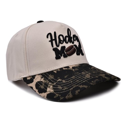 Hockey Mom Hat for Women, Mommy Mama Embroidered Adjustable Vintage Baseball Caps for Casual Wear Beige