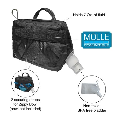 Kurgo RSG Hydration Flask - Dog Outdoor Hydration Kit - BPA Free Water Bladder - MOLLE Compatible Pouch - Portable Water Storage - Washable Dog Gear Pouch