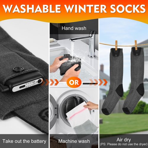 Netraty Heated Socks for Women Men, 8000mAh Rechargeable Battery Foot Warmer Hiking Socks Up to 10 Hours, APP Controlled Electric Heated Socks with 4 Heating Levels for Camping Skiing