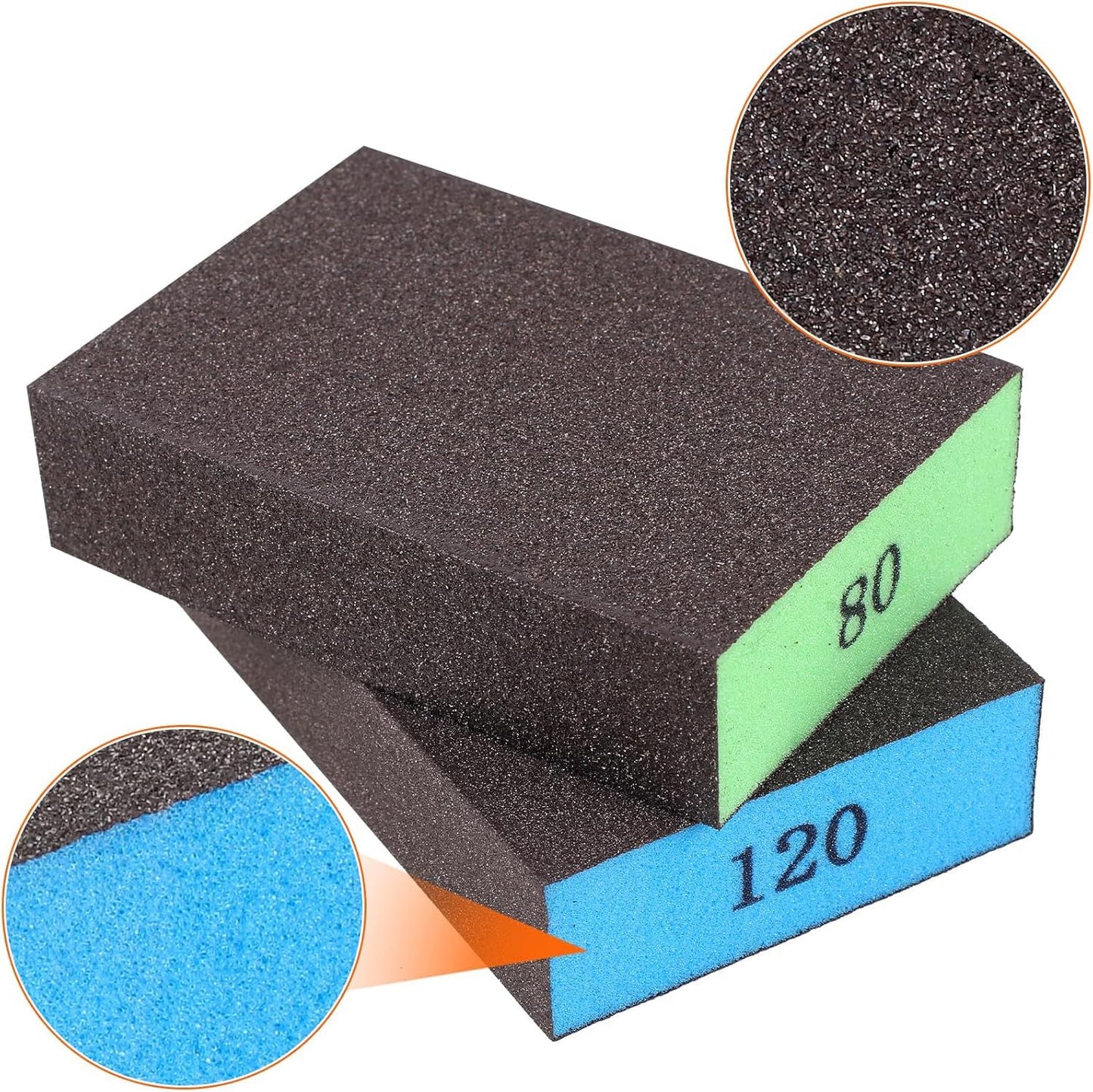 Romeda 12-Pack Sandpaper Block, Four Grits Per Pack 220/180/120/100/80/60, Washable and Reusable Handmade Sanding Sponge, Drywall Sandpaper Blocks for Wooden Drywall Sheetrock and Metal Glazing