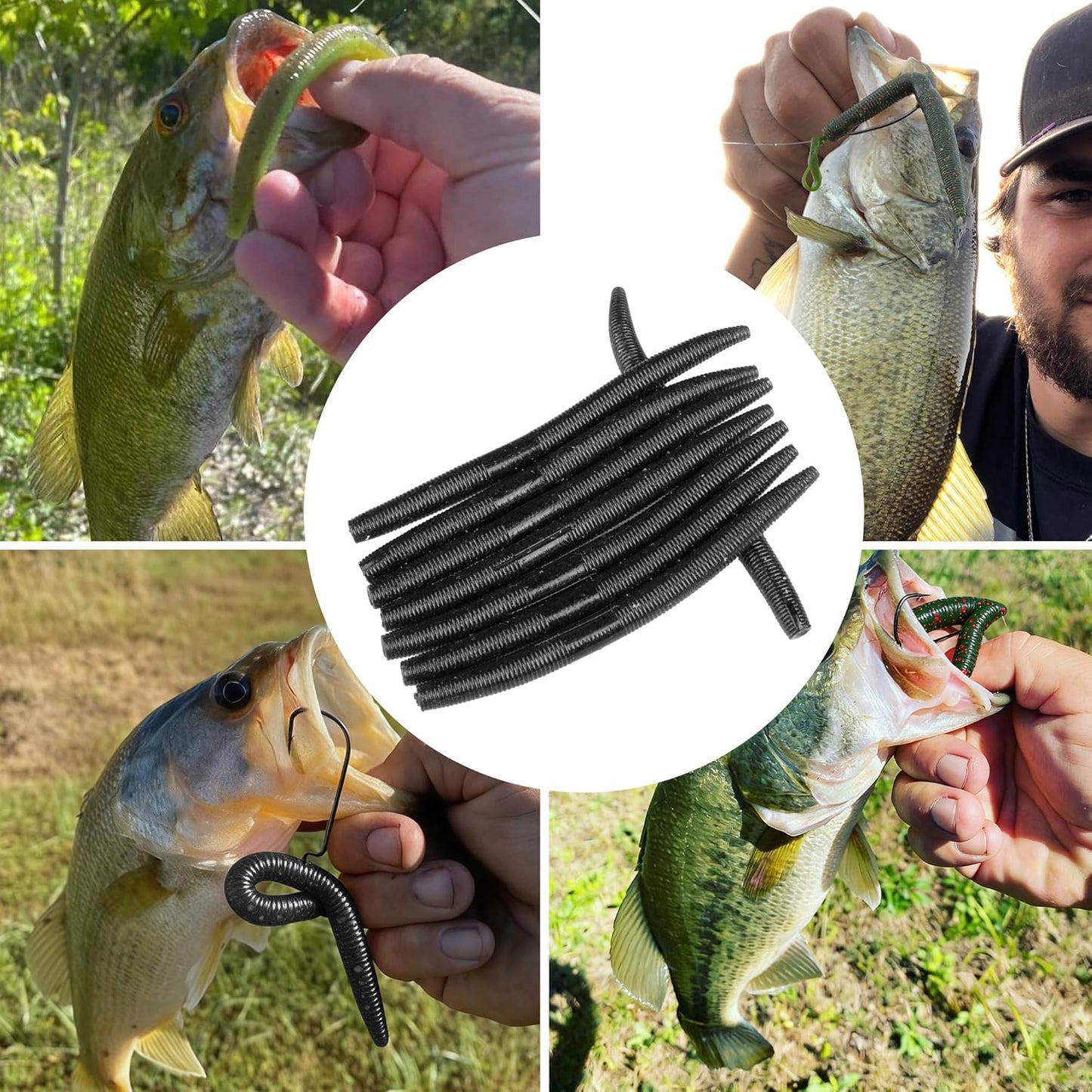 Senko Worms Kit - 4"/5" Soft Plastic Fishing Lures with Salt Impregnation for Bass Fishing - 30/50/78/100 Pcs