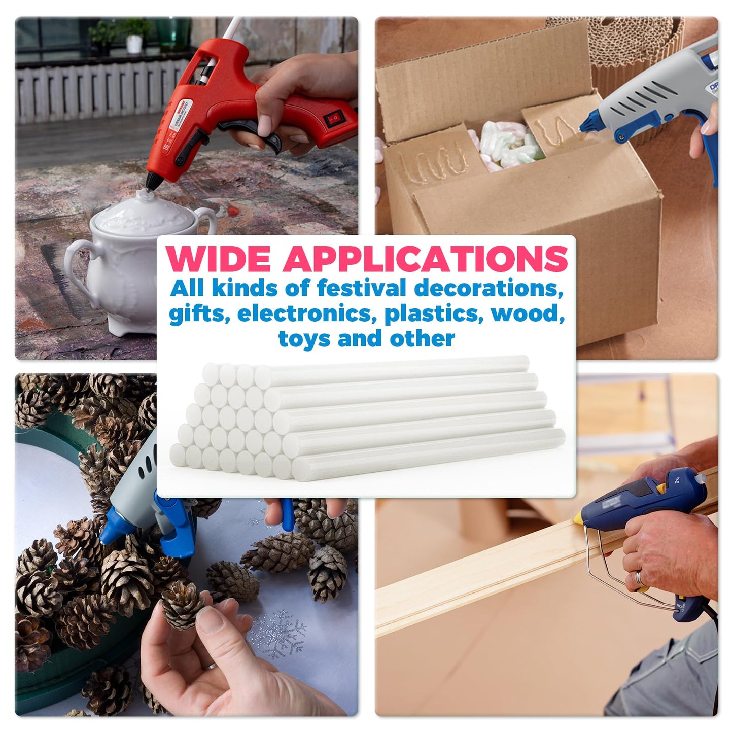 CYSINA Hot Glue Sticks Mini Size, 0.27” Dia x 6” Long Clear Glue Gun Sticks 100 pcs, High Temp Glue Sticks with High Adhesive Force, Bulk Glue Sticks for Various Applications