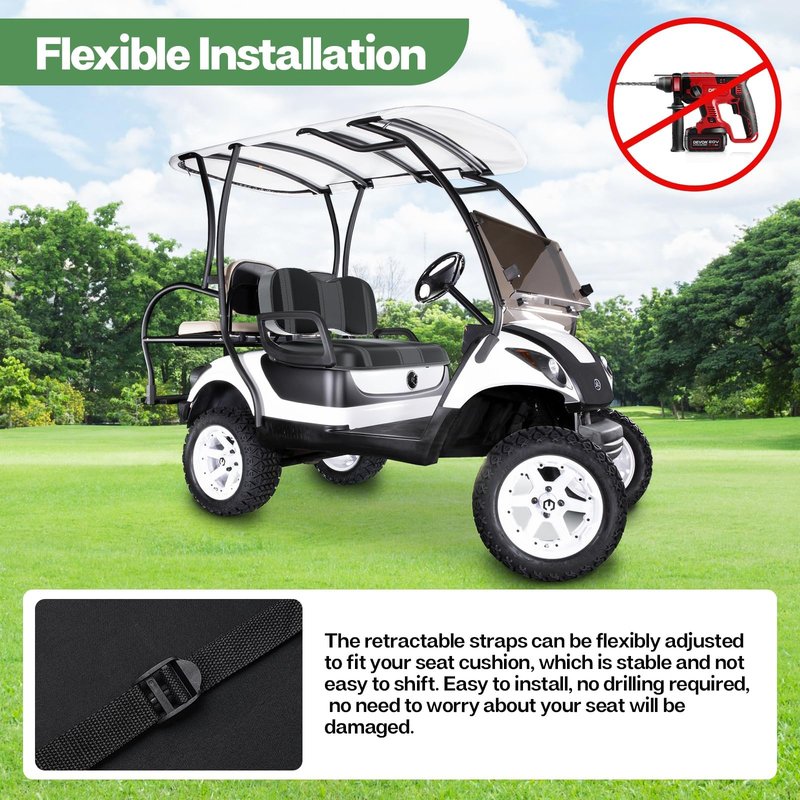 T TGBROS Golf Cart Seat Covers for Yamaha G29/Drive/Drive 2 OEM Ordinary Seat Cushion Golf Cart Front Seat Cover Kit Waterproof Vinyl Leather Breathable Anti-Scratch No Need Gun Nails