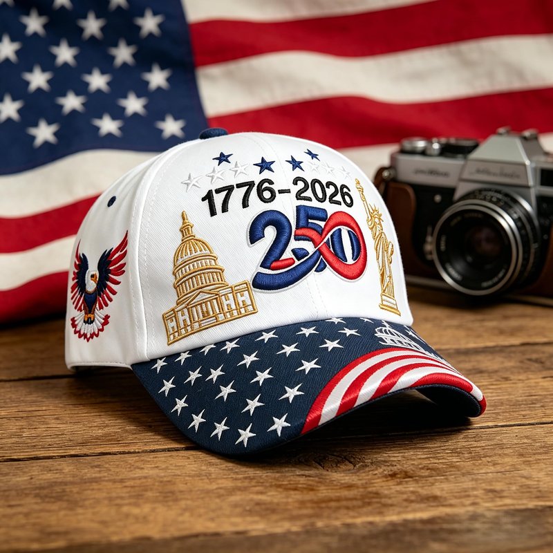 COOLQYANG American 250th Anniversary Embroidered Baseball Cap, Patriotic Red White Blue USA Flag Hat, July 4th Independence Day Souvenir Memorial Gift