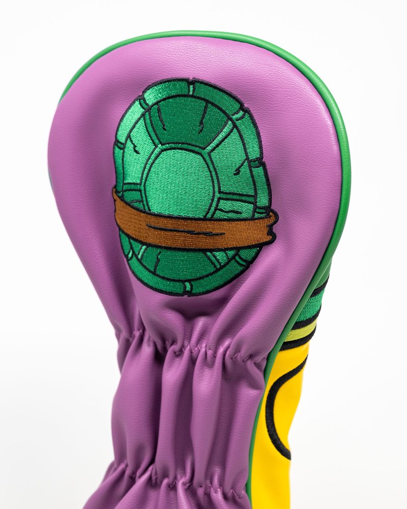 Pins & Aces TMNT Driver Head Cover - Premium, Hand-Made Leather Headcover - Teenage Mutant Ninja Turtle Heads, Tour Quality Golf Club Cover - Style and Customize You Golf Bag (Michelangelo)