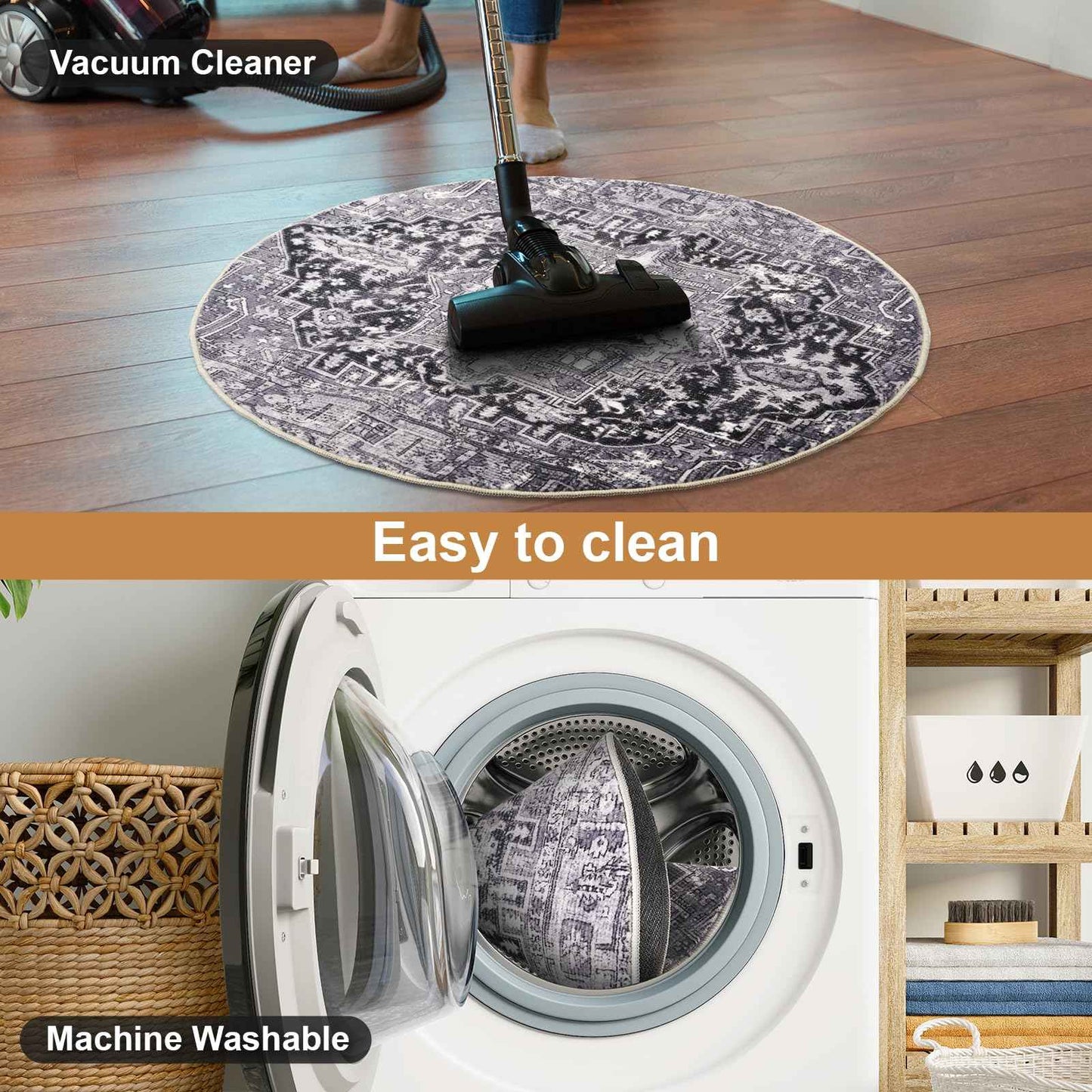 Recliner Pads for Hardwood Floors, Rocking Chair Floor Protectors, Non-Skid Furniture Gripper Small Circle Rug for Recliners, 31.5inch Diameter Low Pile Heavy Duty Non Slip Multi-Purpose Rug