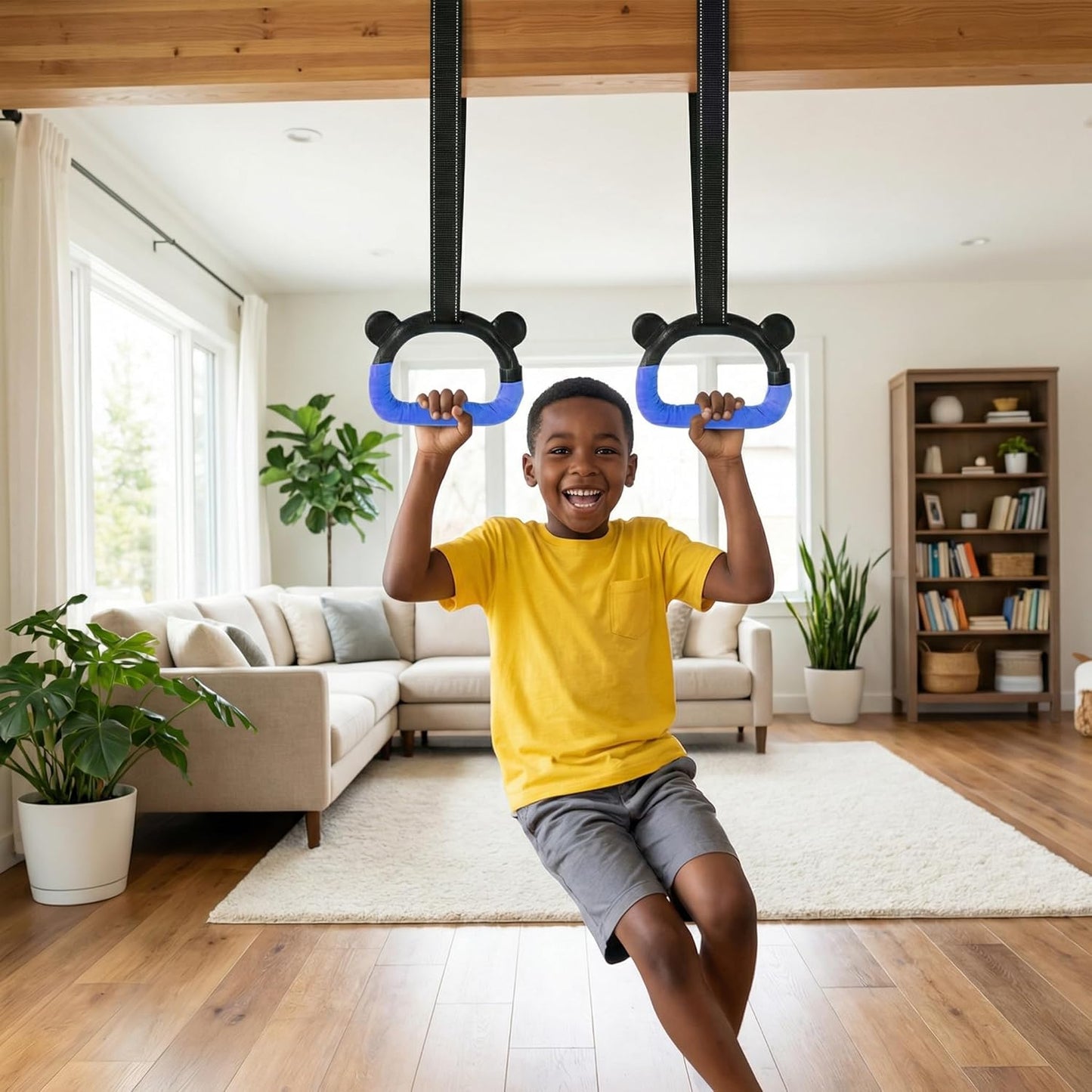 Skiennix Kids Gymnastics Rings - Adjustable Strap Strength Training for Home Fitness | Durable & Safe