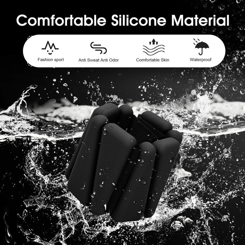 Wrist Weights Set of 2, Wearable Ankle & Wrist Weights, Adjustable Silicone Weight Bracelets (2Lbs Each ) Fits for Women & Men, Suitable for Yoga, Pilates, Dance, Running, Pool Exercises, Jogging (4LB Black)