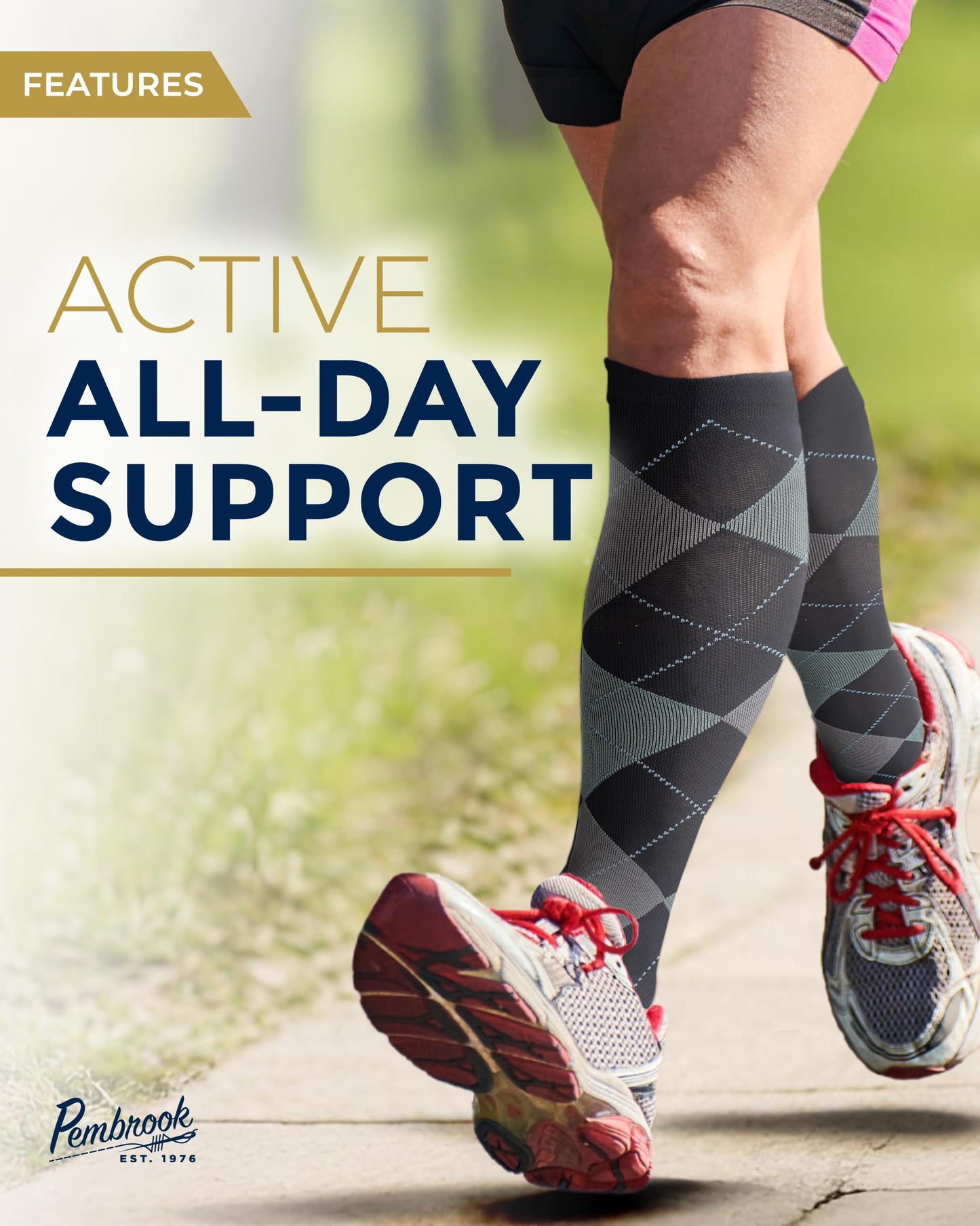 Pembrook Bamboo Viscose Light Compression Socks - 3 Pairs | 8-15 mmhg Compression Socks | Knee High Comfort Support Socks