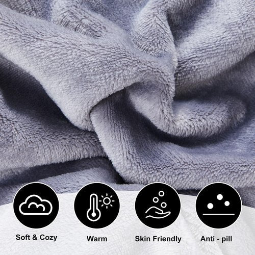 Flannel Sleeping Bag Liner for Adult, Travel Camping in Warm Cold Weather, Soft Fluffy Travel & Hotel Sleeping Bag Liner with Zipper for Hiking Camping Indoor Outdoor Use(Gray,87 x 41 Inches)