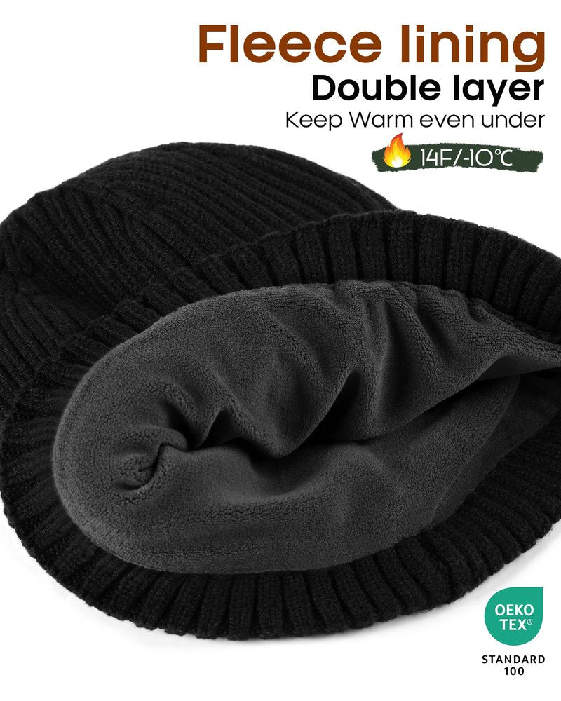 FURTALK Winter Hat Long Scarf Touchscreen Gloves Set Fleece Lined Warm Knit Beanie for Men Women