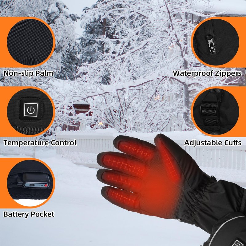 Heated Gloves, 5V 5000mAh Rechargeable Battery Waterproof & Upgrade Non-Slip with Arthritis Raynaud's Relief, Winter Handwarmer - for Driving, Outdoor, Daily Use & Gifts
