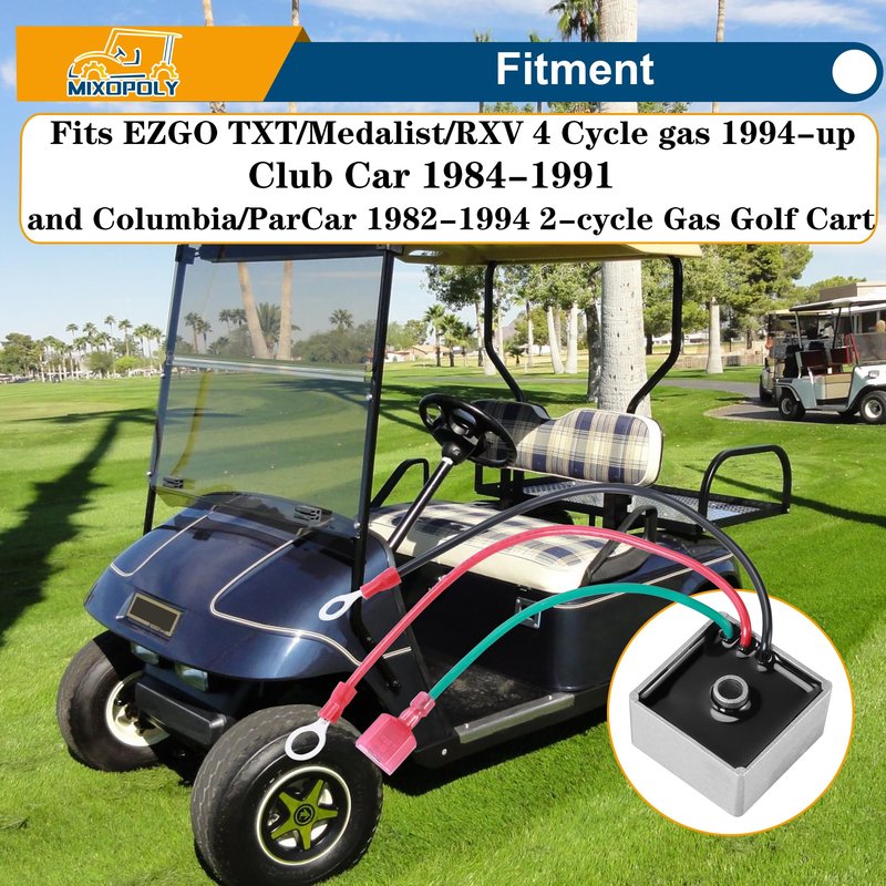 Mixopoly Voltage Regulator Rectifier for EZGO 1994-up 4 Cycle, Club Car 1984-1991 and Columbia/ParCar 1982-1994 2-Cycle Gas Golf Cart, Replace OEM 27739G01 27739-G01