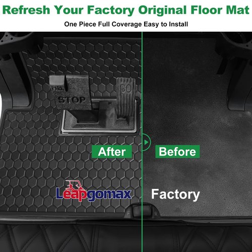 LEAPGOMAX Club Car Precedent Floor Mat, Full Coverage Golf Cart Floor Mat Replacement for Precedent (2004-2023)/Onward & Tempo (2017-2023)/Villager & V4L (2019-2023)-Black Trim