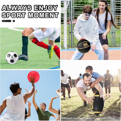Lenwen Sports Balls Set - 4 Pcs Official Size Basketball, Soccer, Football & Pump | Perfect for Teens & Adults