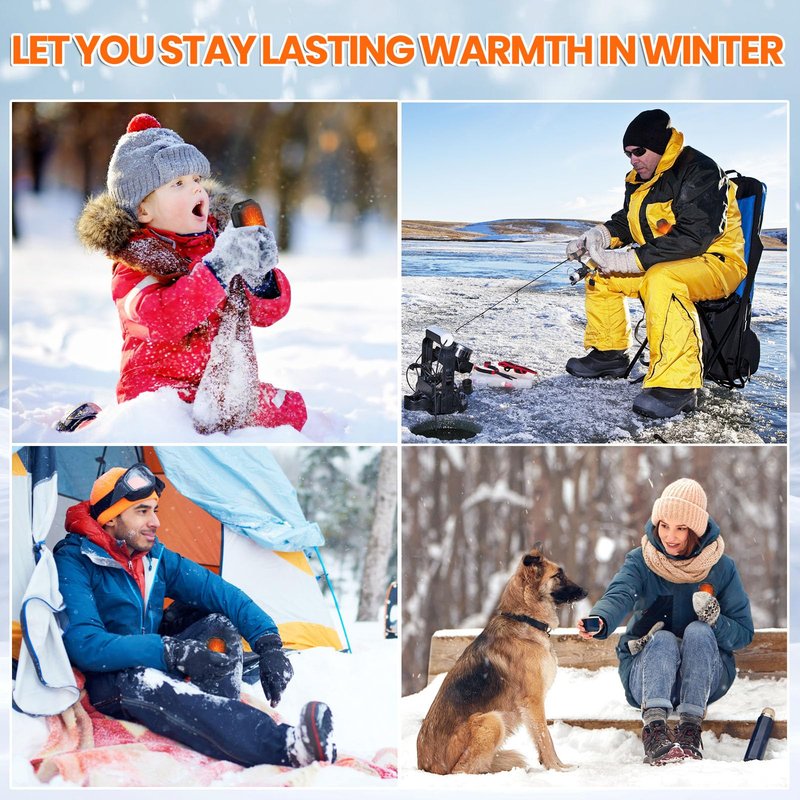 2 Pack Hand Warmers Rechargeable, 2025 New Portable Magnetic Electric with 12hrs Warmth, Double-Sided Heating Pocket Size for Outdoors, Camping - Black