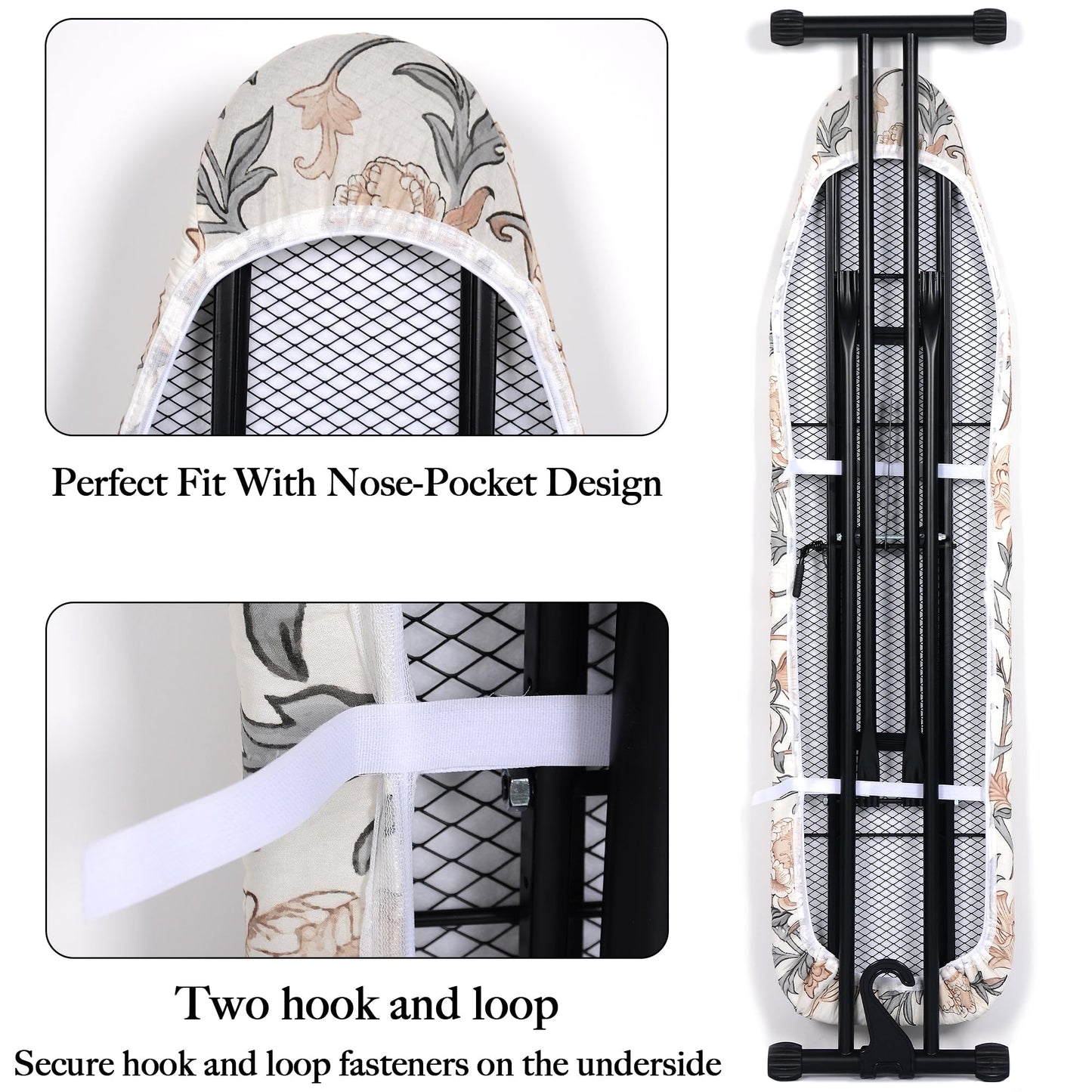 veiox Thick Padded Ironing Board Cover and Pad – Extra Soft & Heatproof Surface – Reflective Heat Technology, Heavy-Duty Fabric – Fits Standard Sizes (15″X54″)