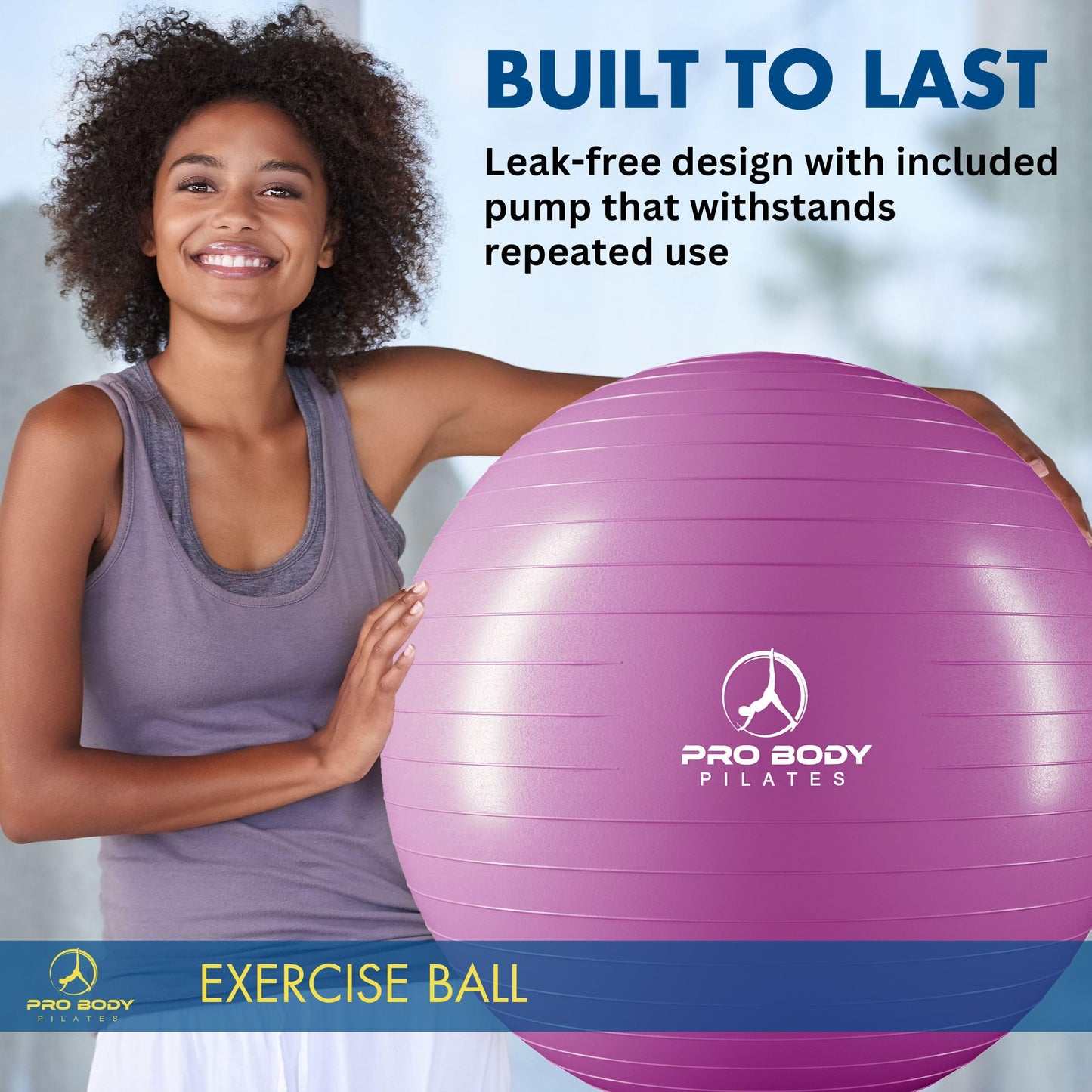 ProBody Pilates Yoga Ball - Gym Grade Exercise Ball (Purple, 55 cm)