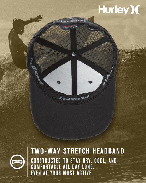 Hurley Mens Hat - Oceanside Flex Fitted Trucker Hat, Size Large-X-Large, Light Bone
