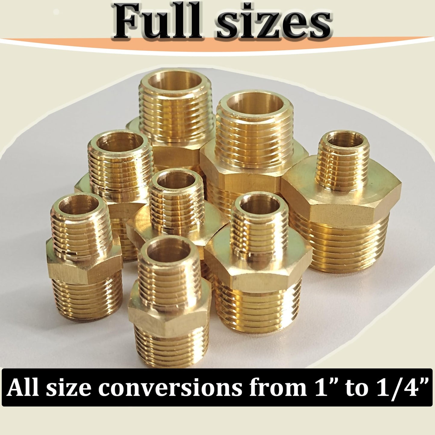 3/4" x 1/2" NPT Male Threaded Reducing Nipple Pipe Fitting Adapter, Brass 3/4 inch MNPT x 1/2 inch MNPT Hex Nipple Reducer, Heavy Duty Pipe Reducer Straight Connector