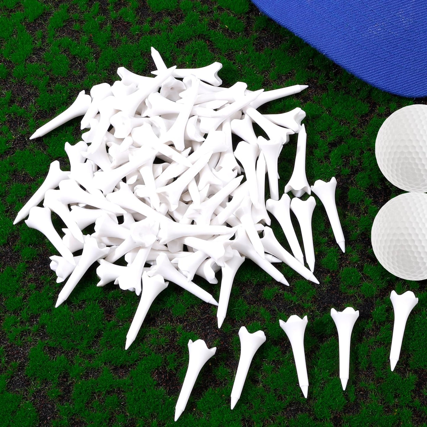 150pcs Plastic Golf Tees, 1 1/2'' Inch 4 Prong High Visibility Practice Golf Mat Tees Flight Low Friction Ideal Path Training Accessories for Irons Par Threes Driving Range Hybrids(White, Short)