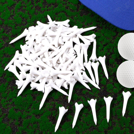 150pcs Plastic Golf Tees, 1 1/2'' Inch 4 Prong High Visibility Practice Golf Mat Tees Flight Low Friction Ideal Path Training Accessories for Irons Par Threes Driving Range Hybrids(White, Short)