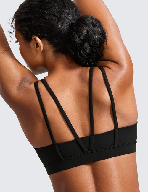 CRZ YOGA Sports Bra - Soft Butterluxe V-Neck Design with Double Spaghetti Straps | Wireless Yoga Top