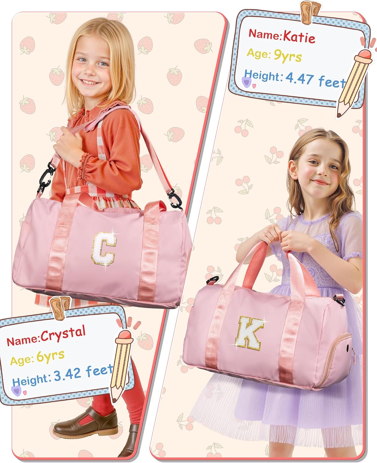Skiennix Girl Gym Bag - Personalized Weekender Tote with Shoe Compartment & Makeup Pouch | Ideal Gift for Teens and Kids (Letter T)
