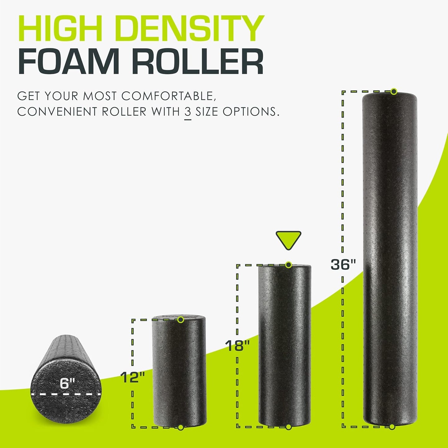 ProsourceFit High Density Foam Roller - 18 Inches Long | Firm Massage Tool for Yoga & Post Workout Recovery - Black