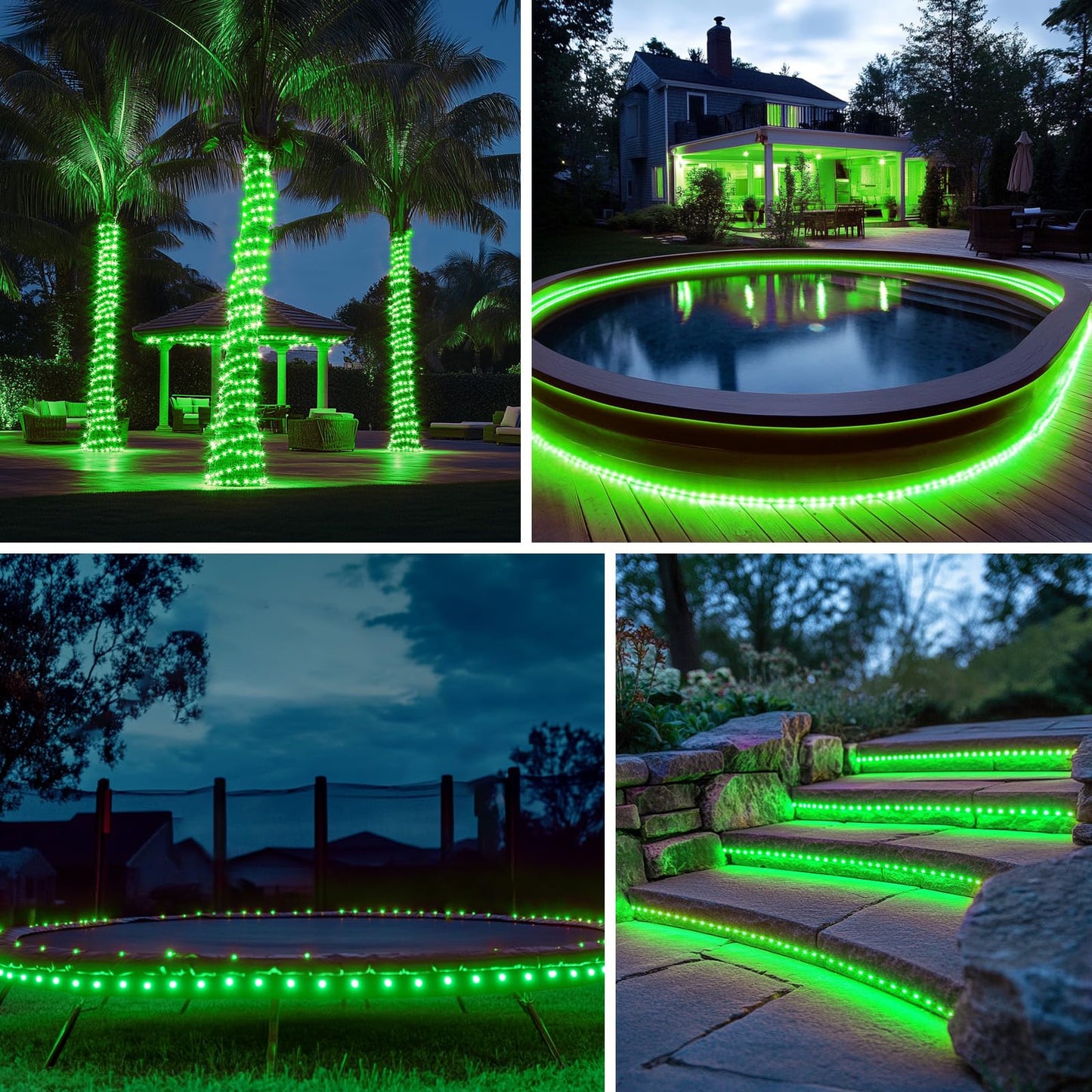 Solar Rope Light Waterproof 39FT 100LEDs Outdoor IP65 Solar String Lights for Easter Outside Party Garden Yard Home Wedding Christmas Halloween Holiday St. Patrick's Day Tree Lighting(Green)