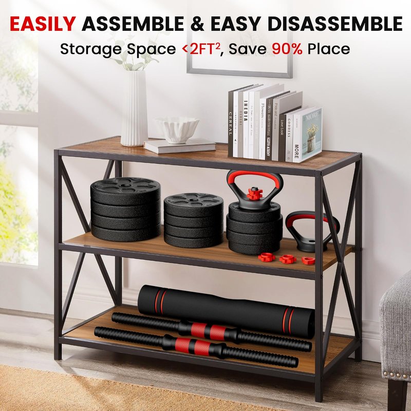 BDSHE Adjustable Dumbbell Set, 45lbs Free Weight Set with Upgraded Nut,4 in1 Dumbbells Set Used as Barbell, Kettlebells, Push up Stand, Weight Set for Home Gym Suitable Men/Women