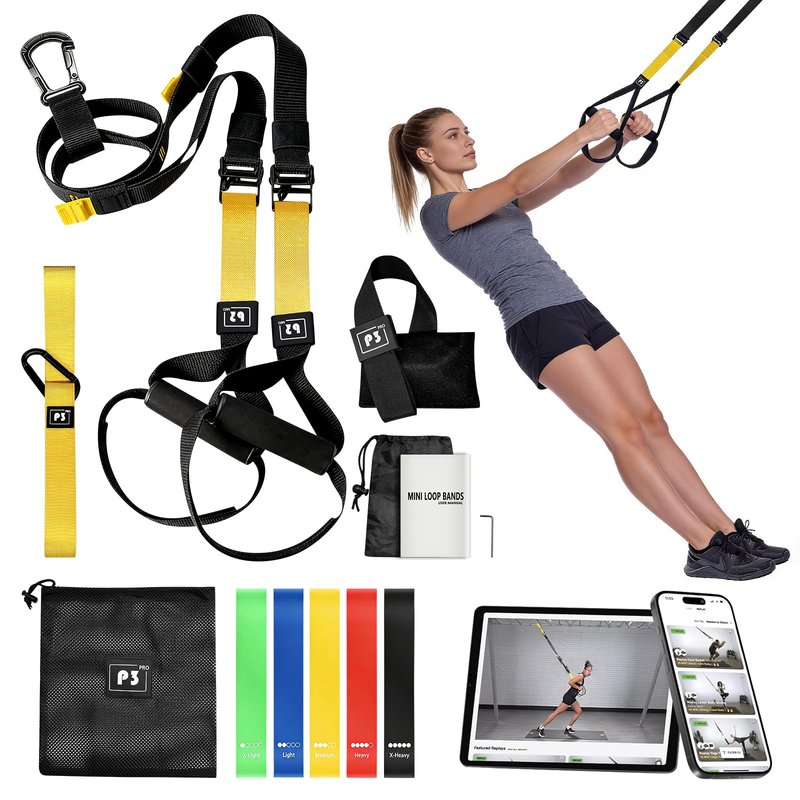 Home Resistance Training Kit - Full Body Workout Equipment with Suspension Straps, Handles & Door Anchor - Portable Fitness Gear for Home Gym, Strength Training & Weight Loss